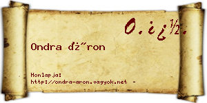 Ondra Áron névjegykártya